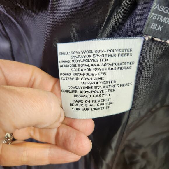 Kenneth Cole Black Wool Blend Coat Fitted Pea Coat Dark Academia 6 - Picture 5 of 5